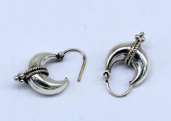 925 Sterling Silver Handmade Vintage Ethnic Style Hoops