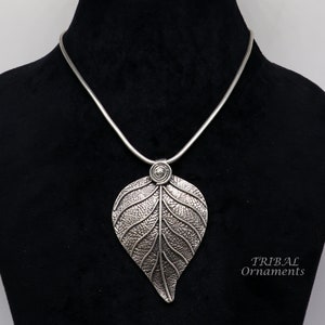 925 sterling silver tree leaf design pendant excellent Vintage unique design handmade ethnic belly dance jewelry nsp520