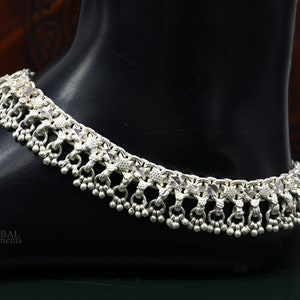 Vintage antique sterling silver handmade anklet belly dance jewelry, excellent ankle bracelet customized tribal brides jewelry ank459