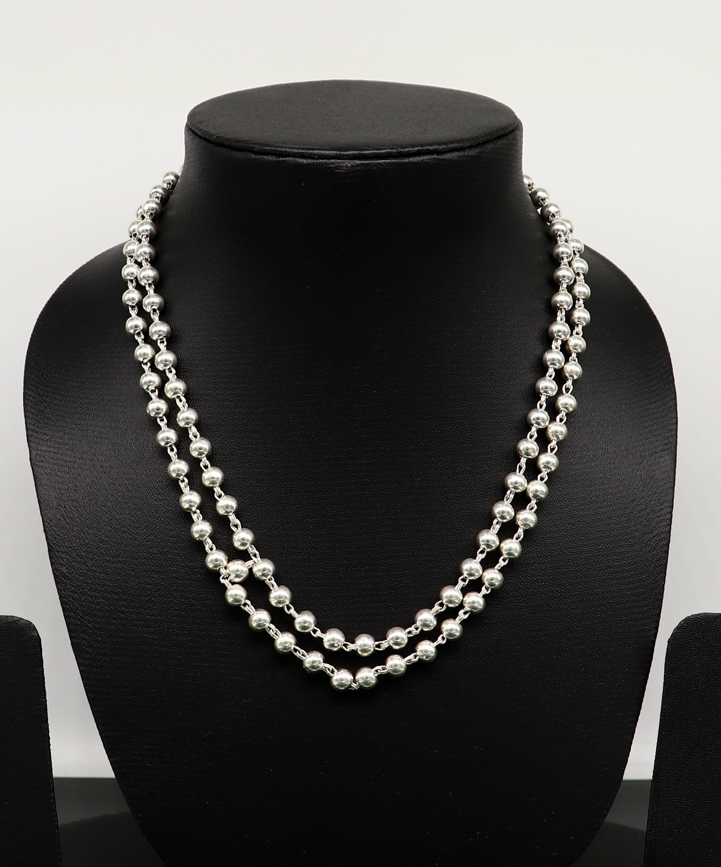 925 Sterling Silver Fabulous Plain Solid Beads Chain Japp 925 Sterling Silver Fabulous Plain Solid Beads Chain Japp