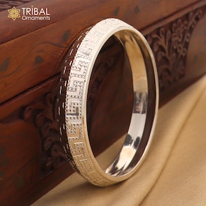 999 Pure Solid silver handmade vintage style bangle bracelet CNC kada tribal jewelry best for men&#39;s gifting silver articles nsk802