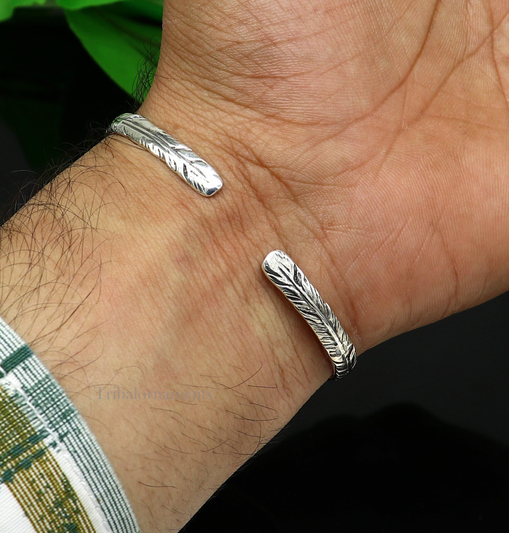 925 Sterling Silver Vintage Antique Feather Design Handmade