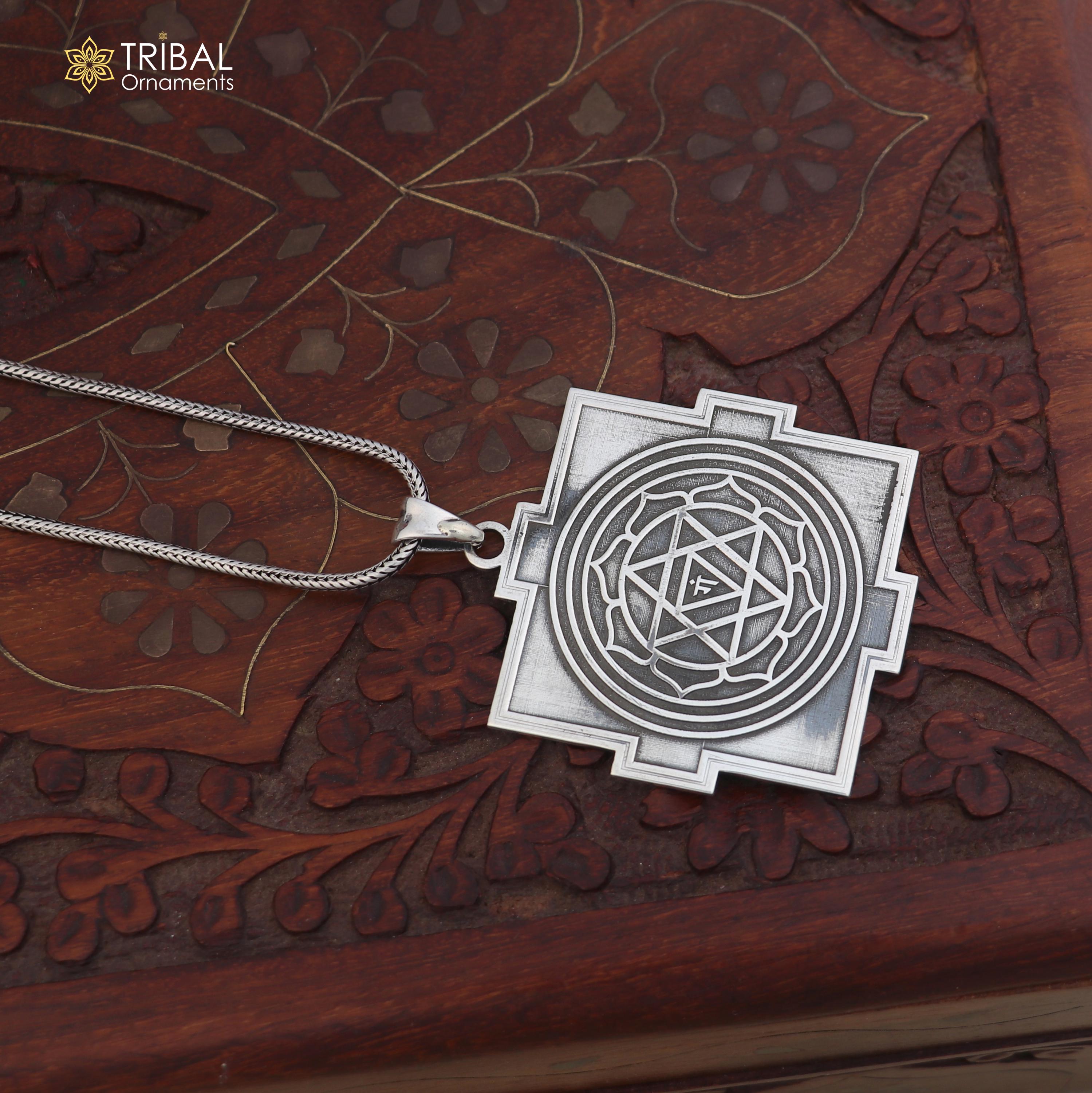 925 Sterling Silver Divine Shree Ganesha Yantram Pendant Tribal