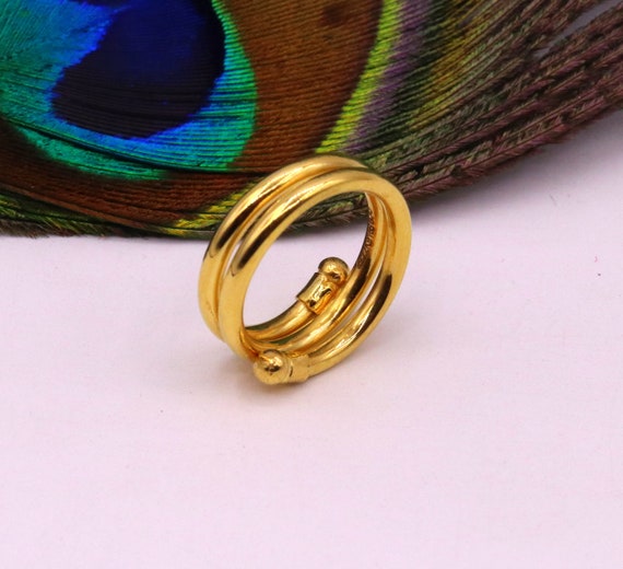 22K Gold Spiral Ring - rilg23961 - 22K Gold ladies ring. Ring is designed  in a Spiral style with beautiful filigree work.