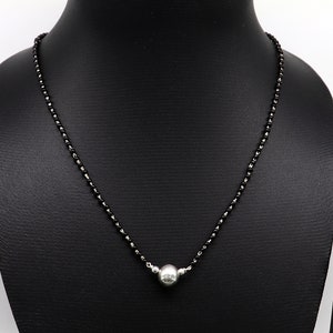 925 sterling silver black beads chain necklace, vintage stylish fancy necklace, traditional style brides Mangalsutra necklace India set219