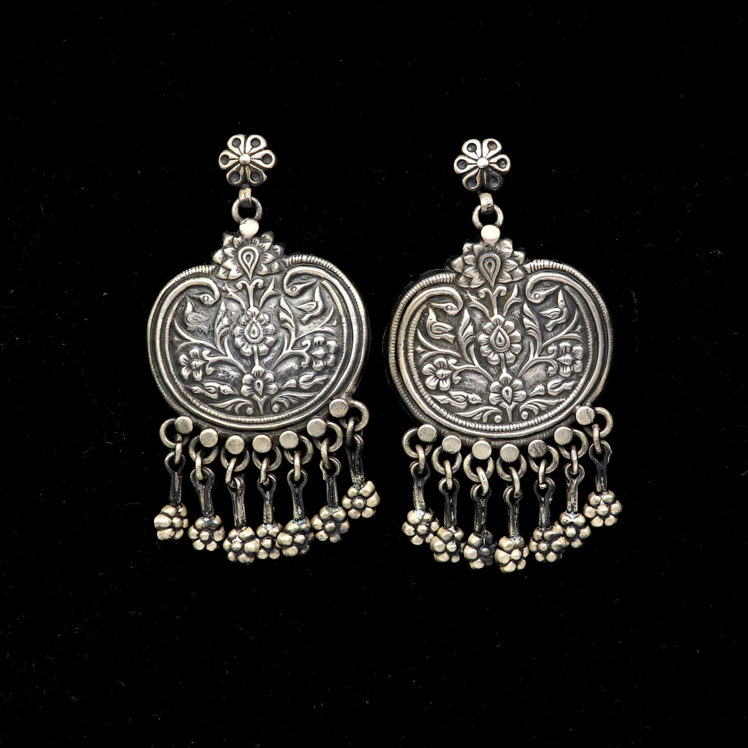 925 Sterling Silver Handmade Customized Vintage Floral Stud