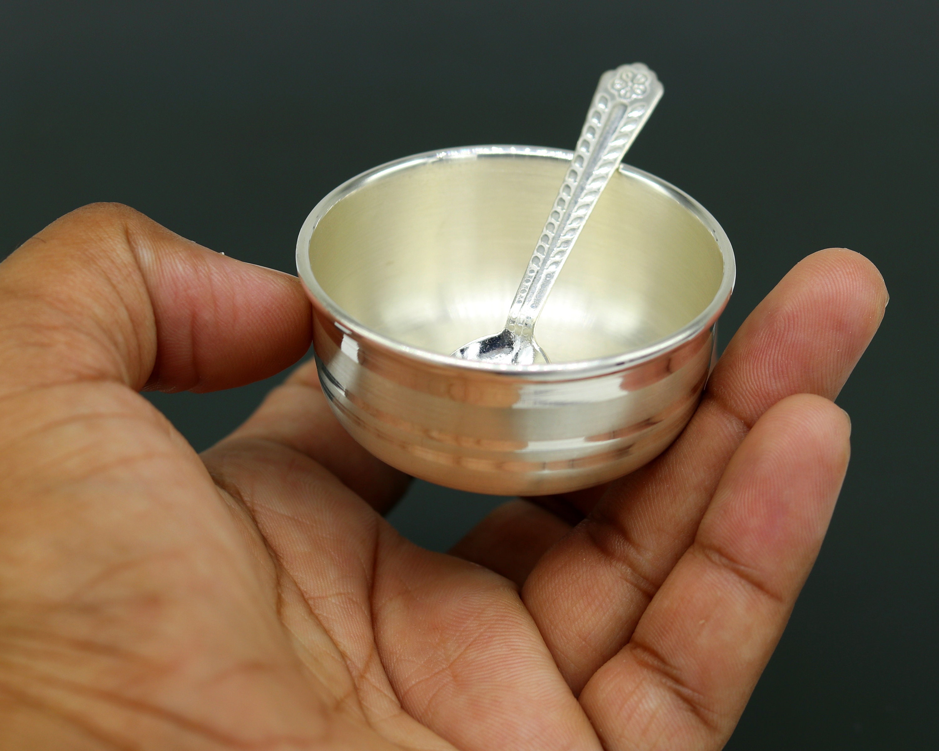 999 Fine Silver Handmade Small Baby Bowl and Spoon Set Silver Etsy