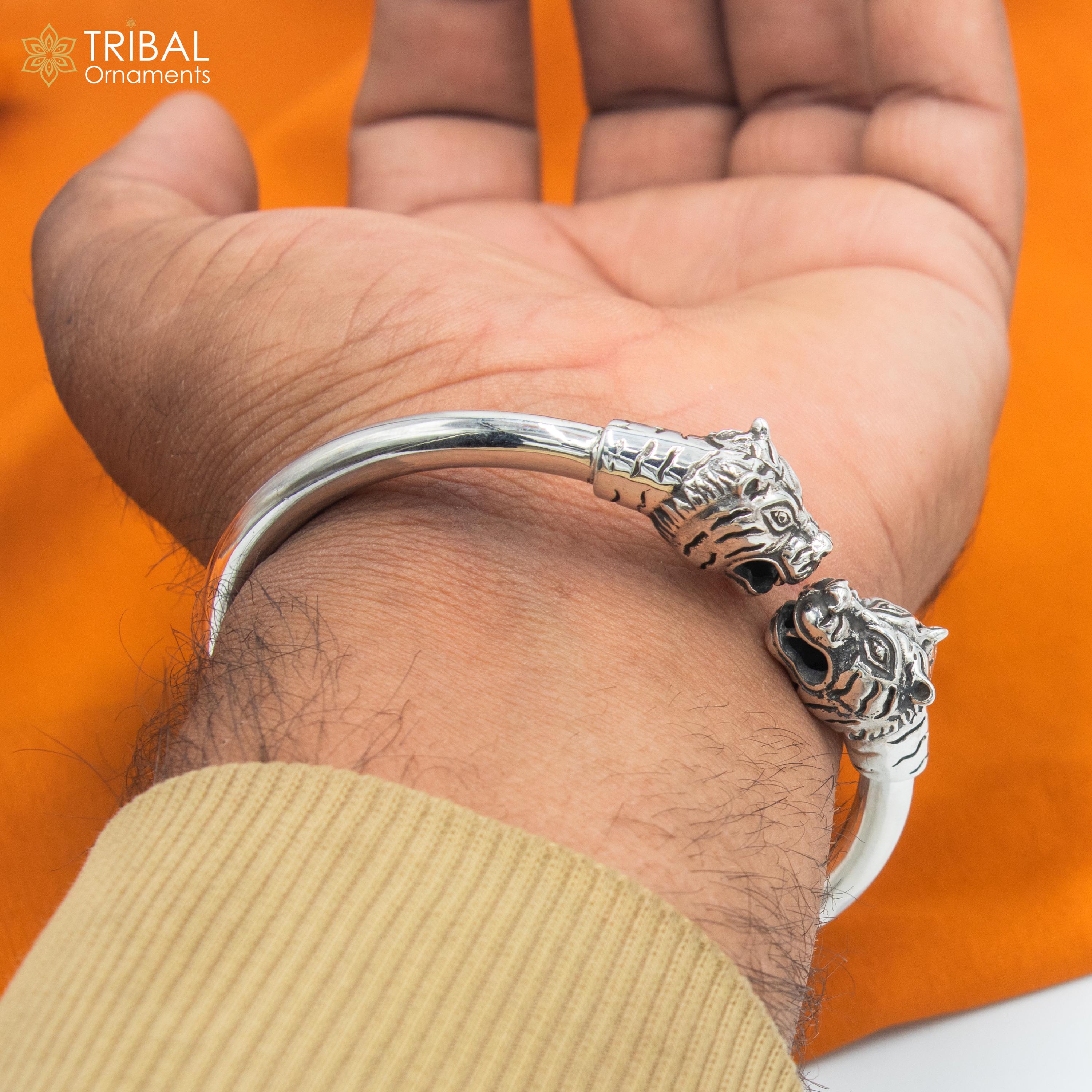 激安超特価 最大80%オフ  Sterling 925 Silver Bangle Plain Design Face Lion Handmade アクセサリー