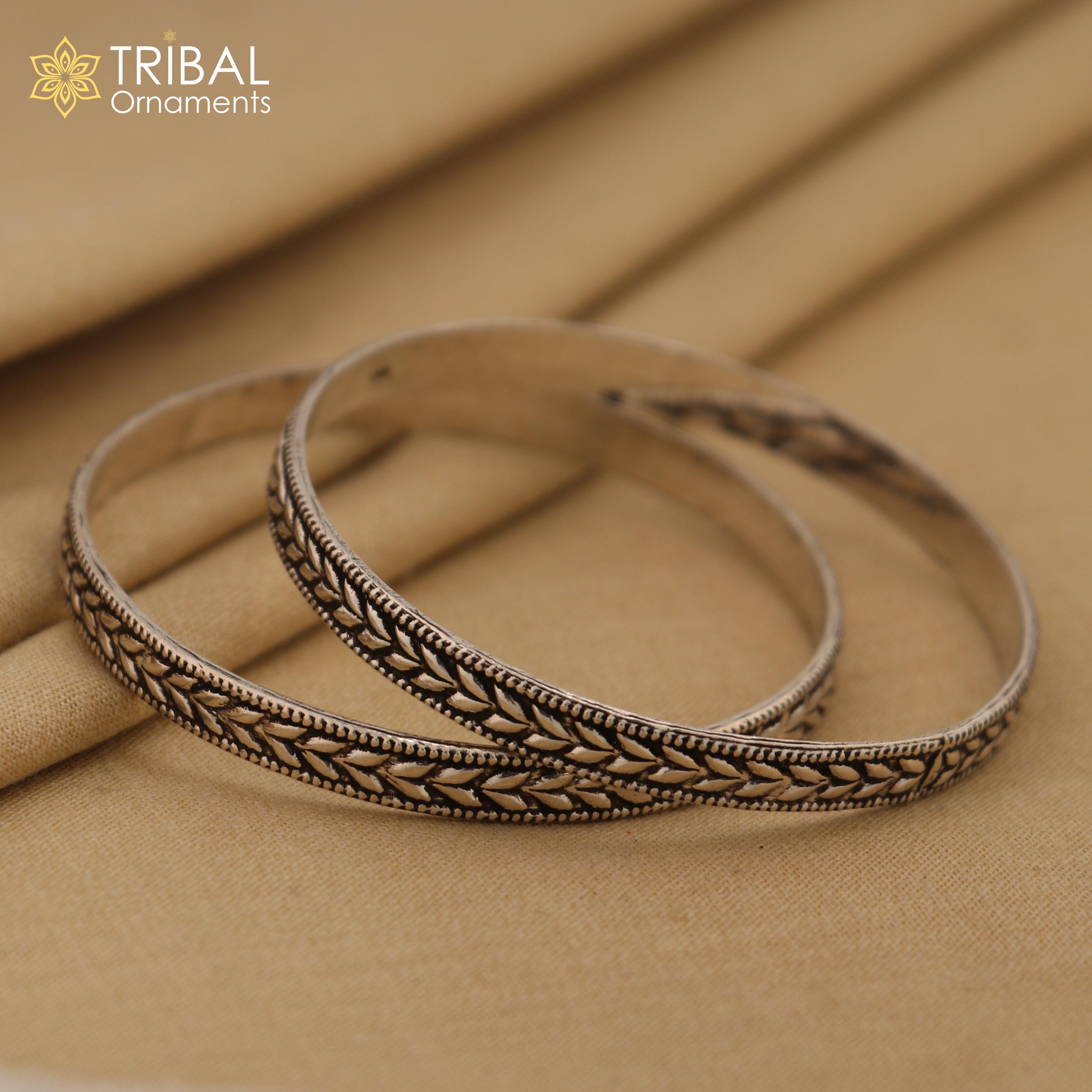 925 Sterling Silver Handcrafted Floral Design Bangles Bracelet