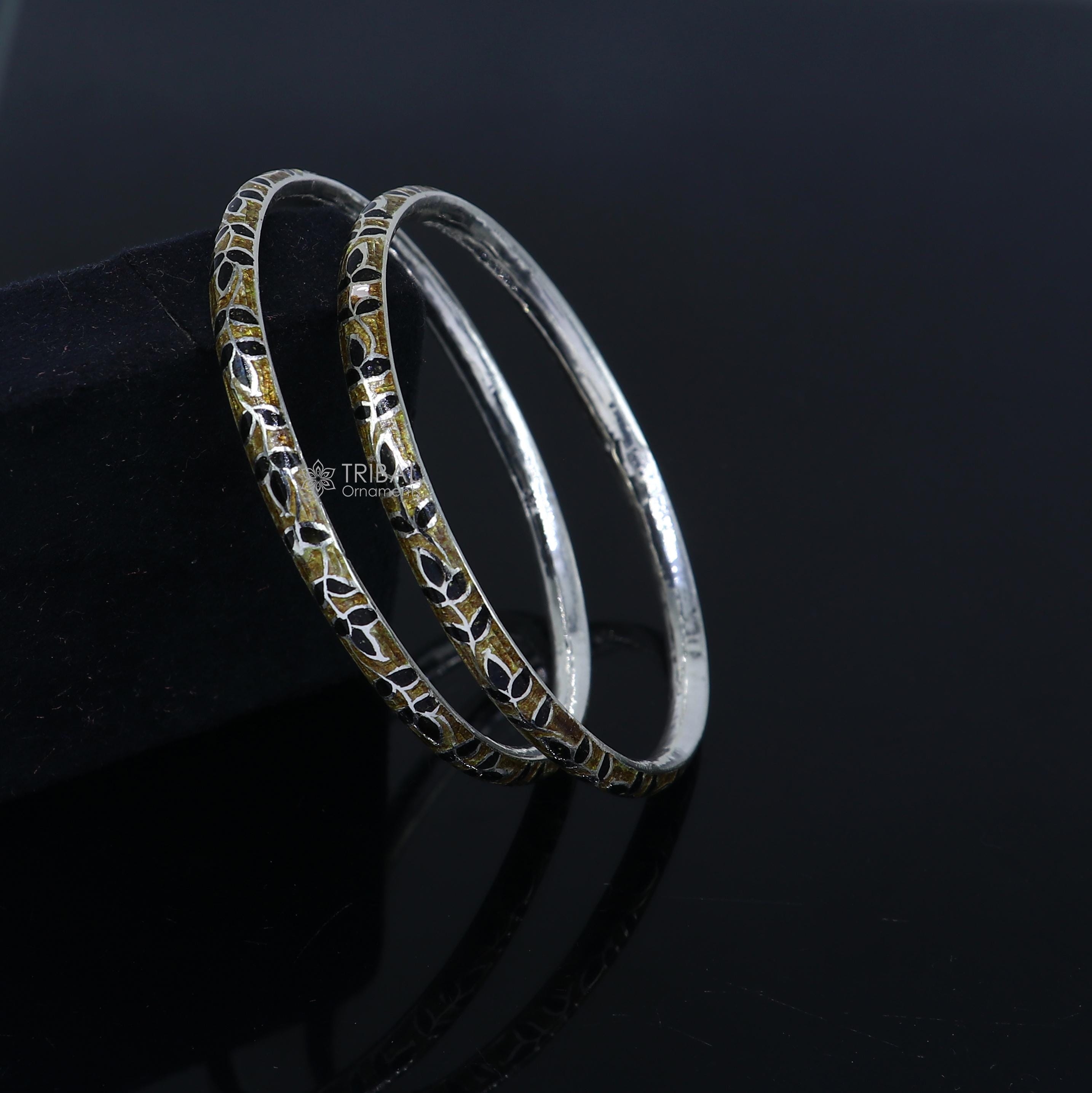 GARNI　Bangle 925 Sterling Meenakari Work Designer Bangle Bracelet Pure