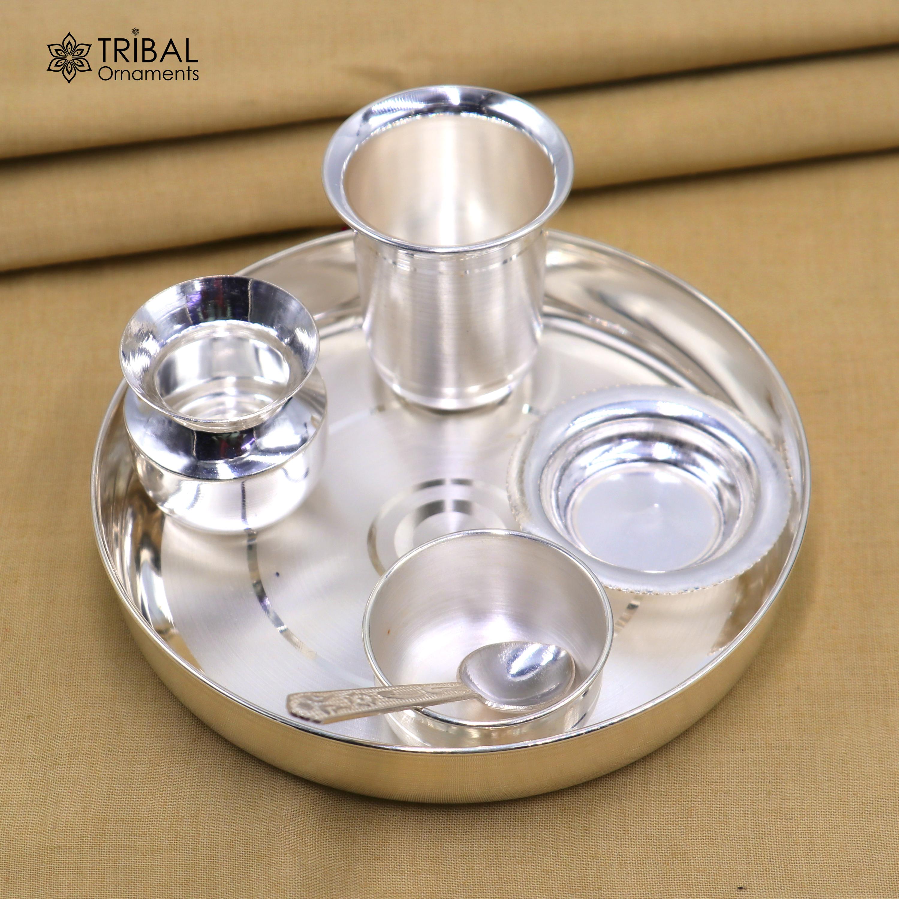 シルバー食器セット　東Y8-0722⑦ 999 Pure Fine Silver Dinner Set Tray , Plate Bowl Spoon,and Glass