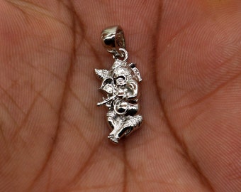 925 sterling silver Lord Ganesha standing design pendant necklace, Lord Ganesha unique style handmade pendant for unisex gift  Nsp832