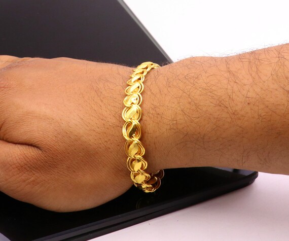Handmade Fabulous 22k Yellow Gold Lotus Design Bracelet Chain