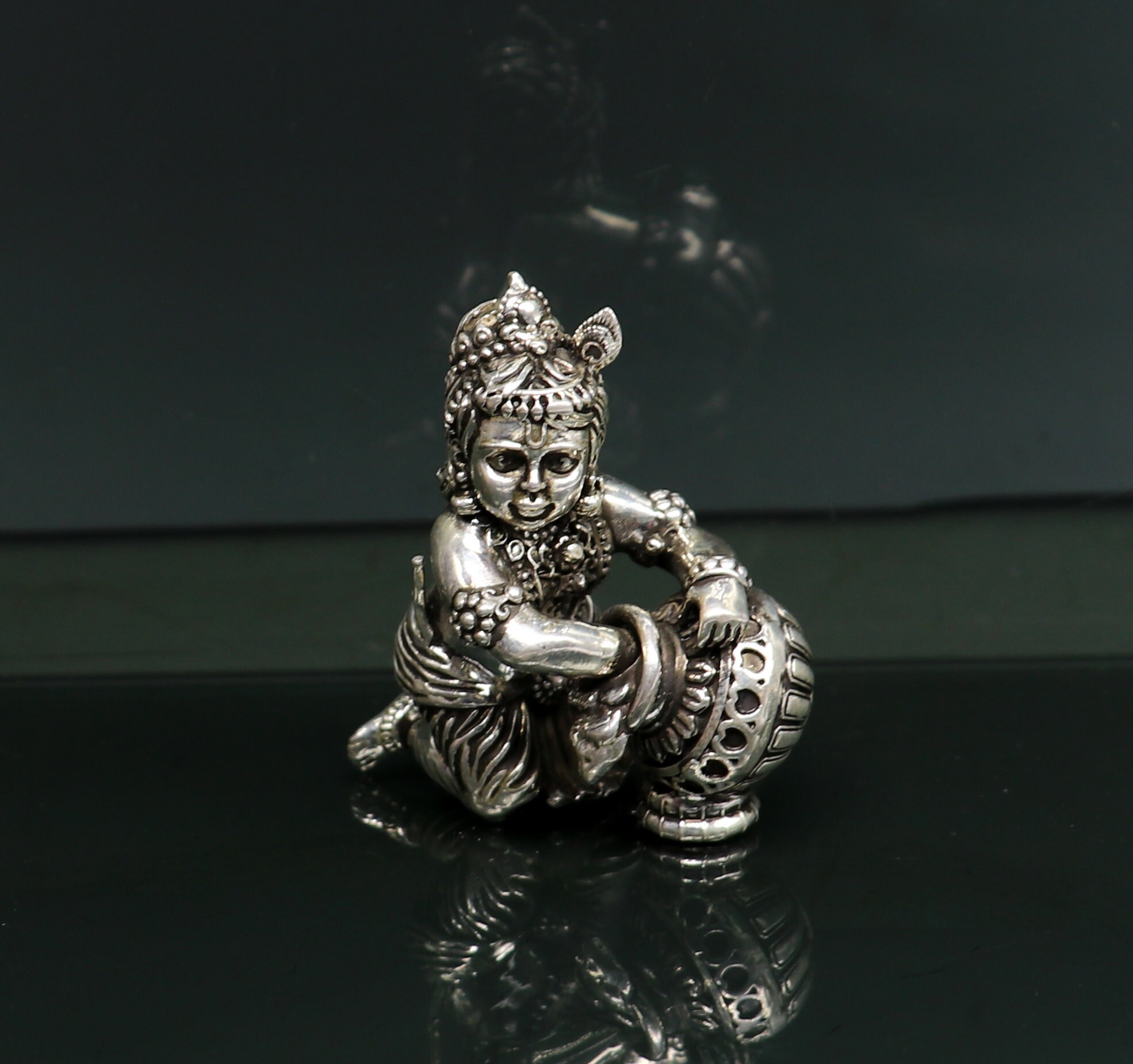 925 Sterling silver customized Idol Krishna Bal Gopal statue | Etsy