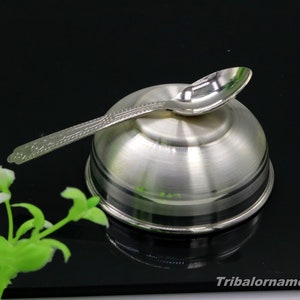 999 fine silver handmade small bowl for baby feeding bowl, pure silver vessels, silver utensils, home and kitchen accessories india sv40