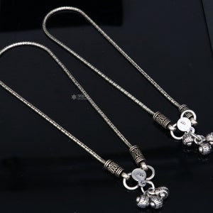 10.5&quot; Vintage style plain chain anklet 925 sterling silver ankle bracelet, silver feet bracelet amazing belly dance jewelry ank593