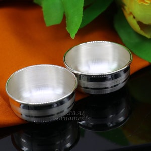 999 fine solid silver handmade small puja bowl temple puja, pure silver utensils, silver pooja utensils, temple accessories india
