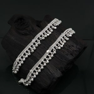5.5&quot; inches Sterling silver handmade amazing silver chain ankle bracelet new born baby anklet noisy sound bells charm anklets jewelry ank300
