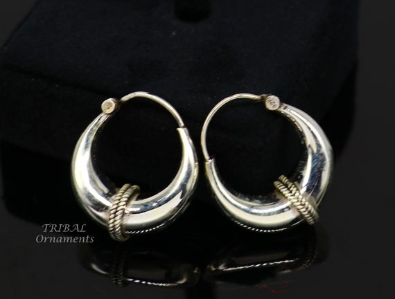 Sterling silver tribal shop hoop earrings