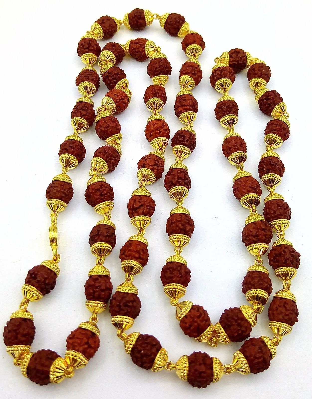 Hallmarked 22k yellow gold Rudraksha chain necklace fabulous | Etsy