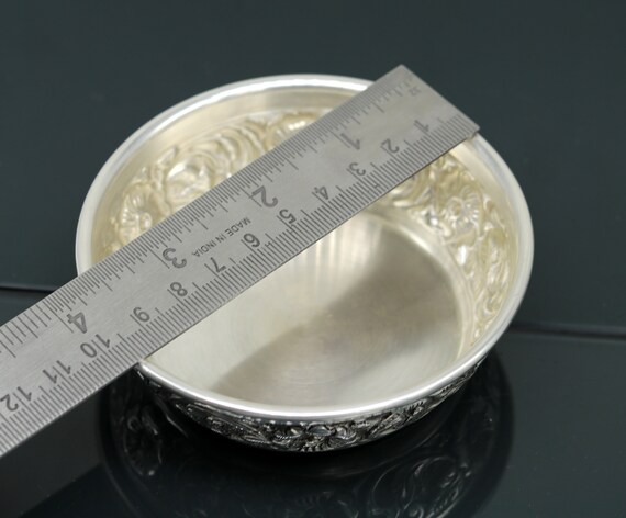 食器 925 Sterling Silver Bowl 925 Sterling Silver Handcrafted Work Silver Bowl and Spoon, Silver