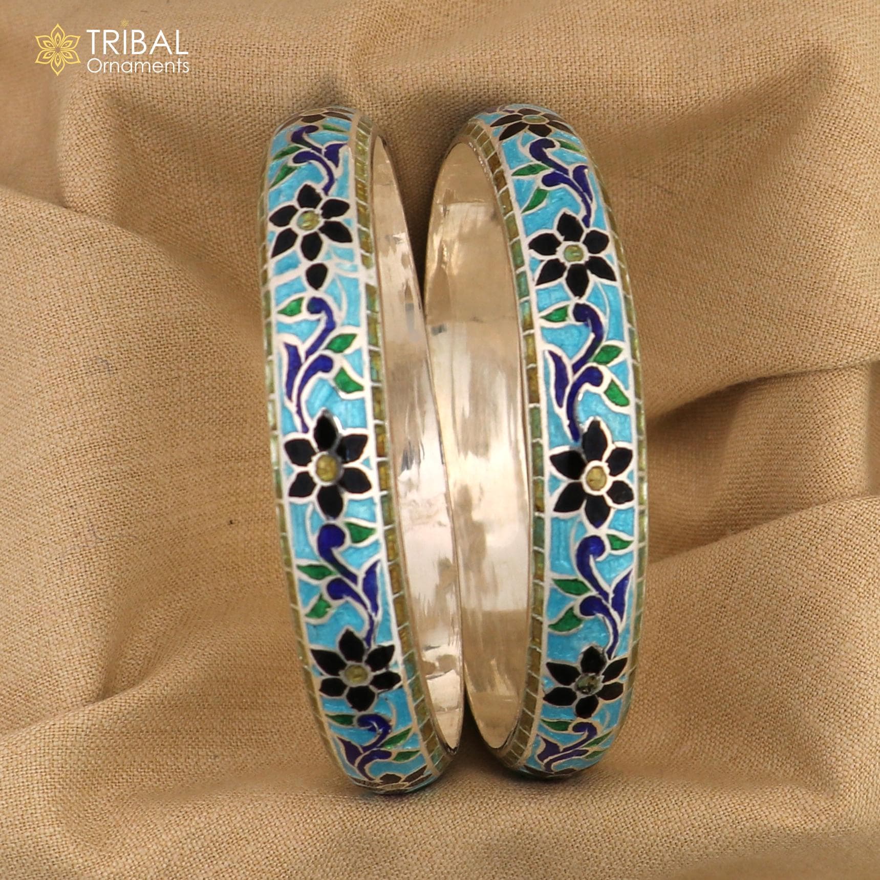 925 Sterling Silver Handcrafted Multicolor Enamel Flower
