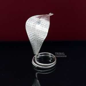925 sterling silver Divine Shiva Snake sterling silver handmade mini snake statue for puja or worshipping, solid Diwali puja article su785