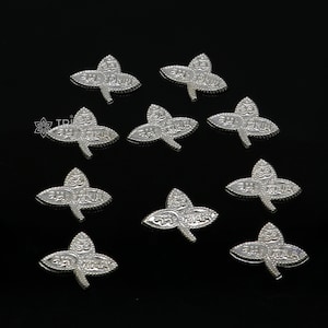 2 x 2 cm シヴァ神 10 ベルパトラ 純銀製ハンドメイドの純ベルバパトラ、シヴァ崇拝/プージャ用品、プージャ用のベルの木の葉 su1247
