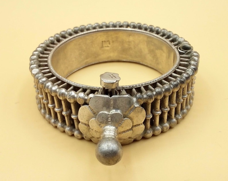Vintage handmade original antique silver cuff bracelet fabulous design tribal women/'s ethnic jewelry from rajasthan india cb03