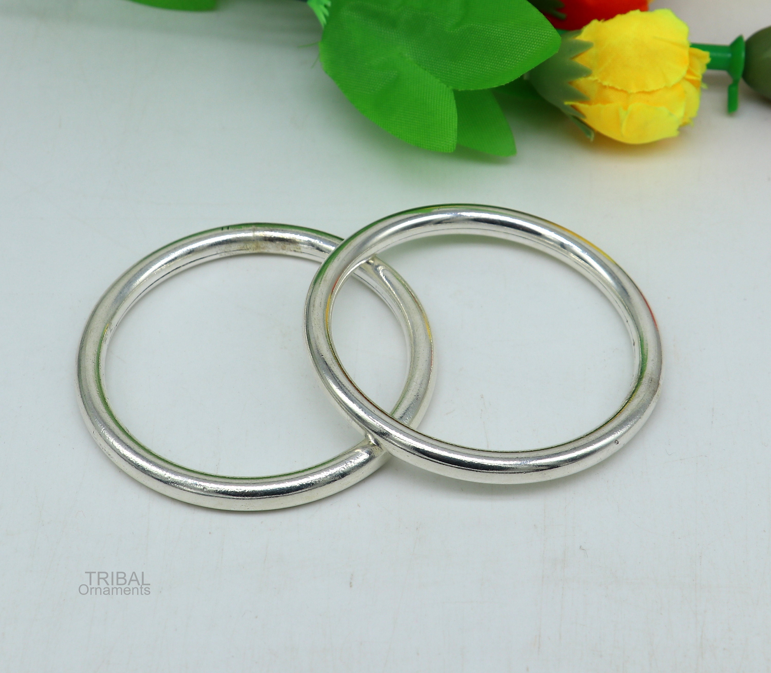 Fine 925 Sterling Silver Plain Shiny Bright Bangle Bracelet