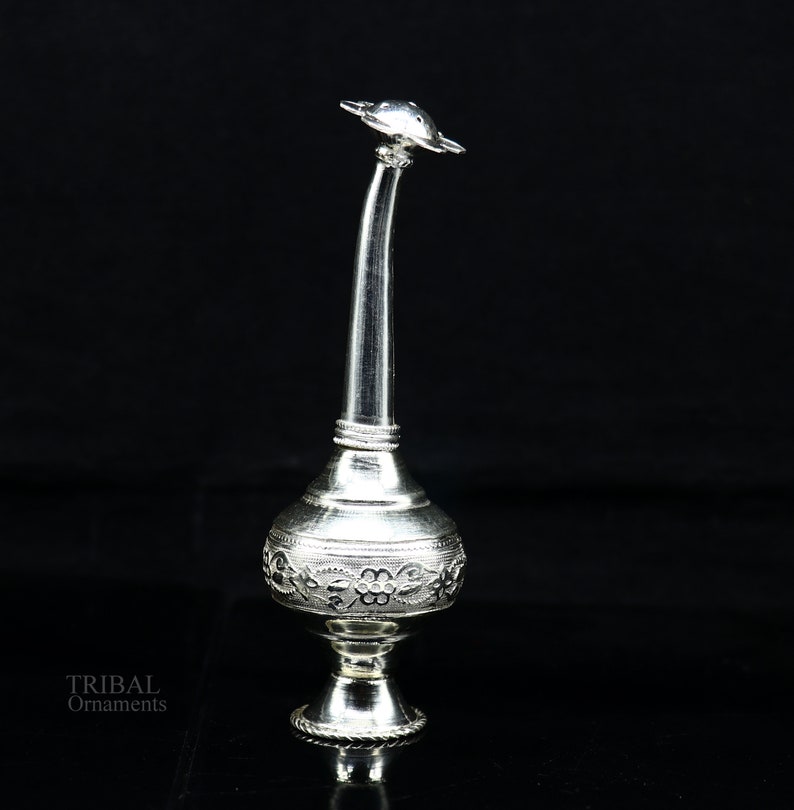 925 sterling silver vintage design Attardani, pooja spray bottle, silver perfume bottle, spray article, puja utensils, best gift su640 image 9