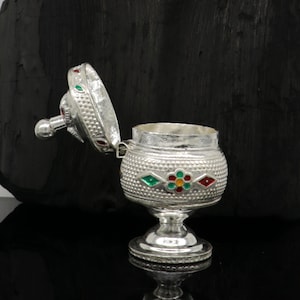 Boîte cadeau exclusive à bijoux, boîte sindur kumkum, boîte kajal oeil de la mariée, article cadeau fait main en argent sterling 925, bijoux en argent stb123