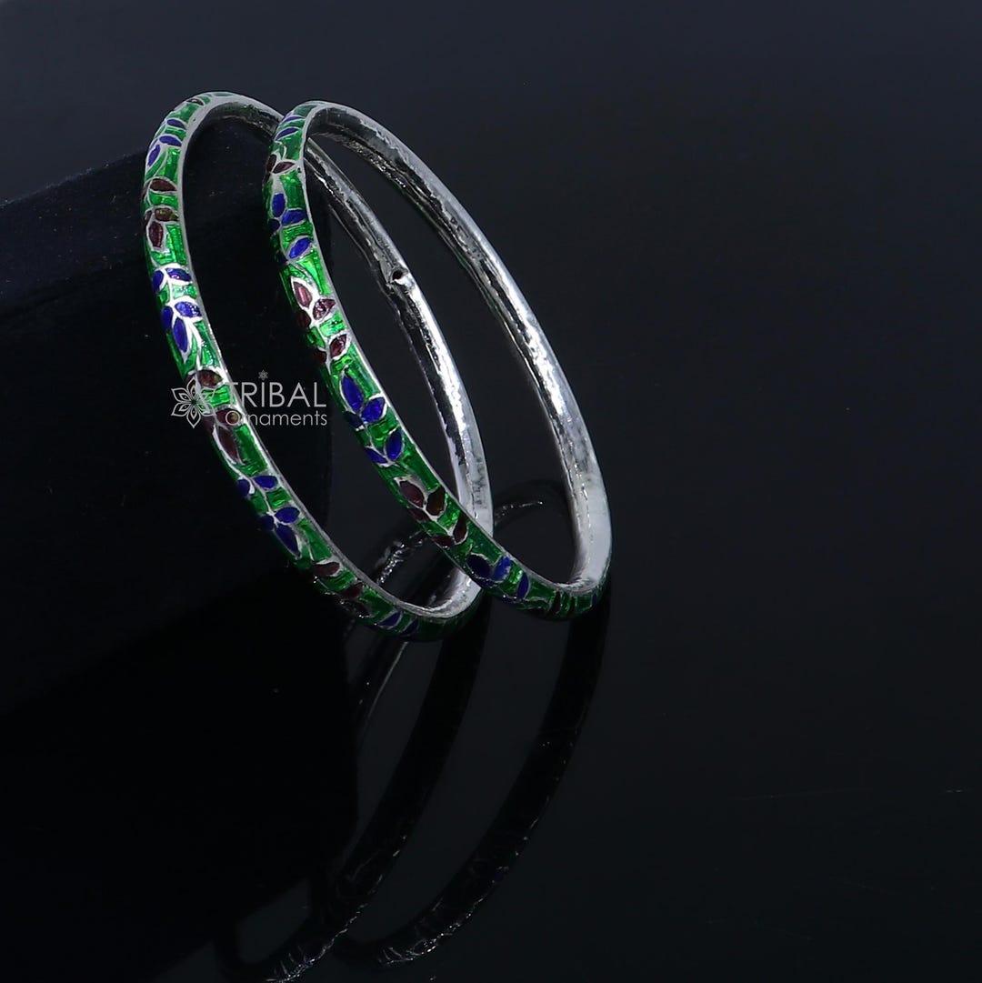 925 Sterling Meenakari Style Work Designer Bangle Bracelet 925 Sterling Meenakari Style Work Designer Bangle Bracelet