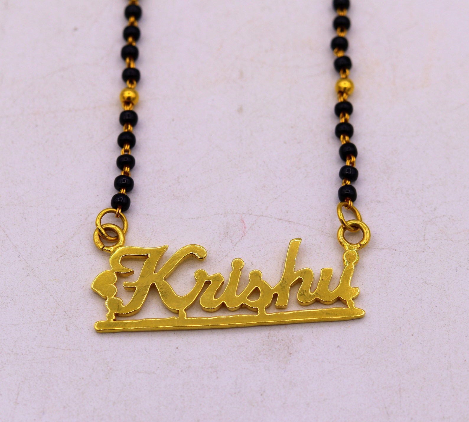 22k Yellow Gold Handmade Solid Gold English Name Necklace Gold Etsy