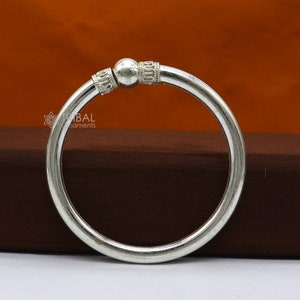 925 sterling silver handmade fabulous plain shine design bangle bracelet kada jewelry, tribal ethnic cultural single ball kada bangle nba414