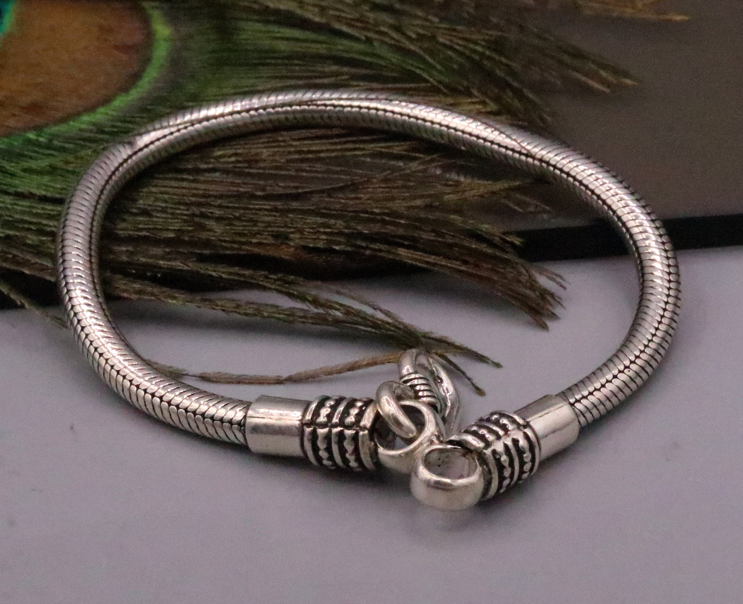 アクセサリー EURO Vintage Snake chain Silver Bracelet Vintage Bracelet 925 Sterling Silver ITALY Bracelet Snake