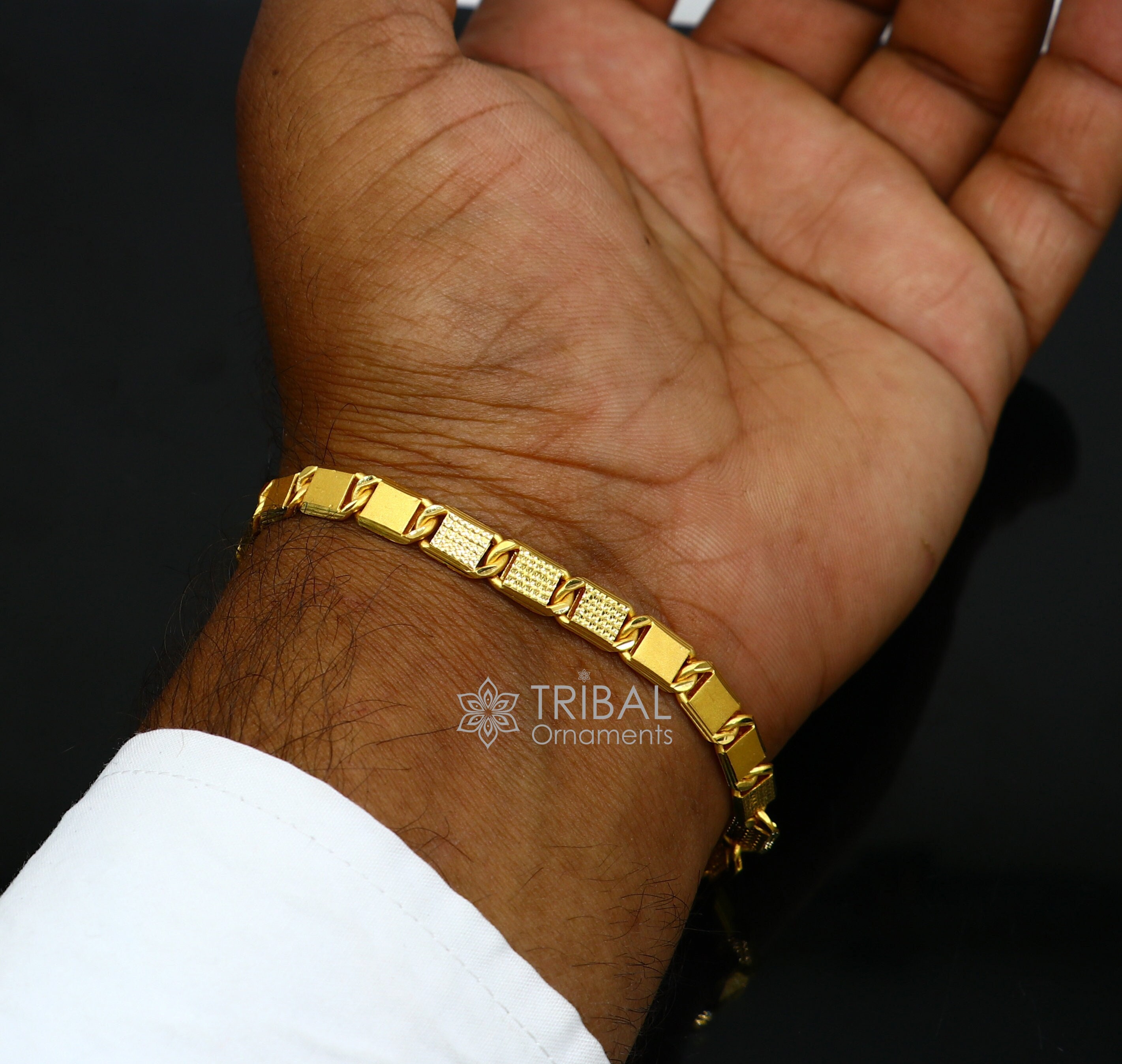 22kt Yellow Gold Handmade Solid Gold Bar Royal Nawabi Chain or Bracelet  Fabulous Diamond Cut Design Men's Jewelry - Etsy