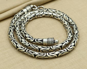 925 Sterling Silver Byzantine Chain All Size 8 Mm Chain Necklace