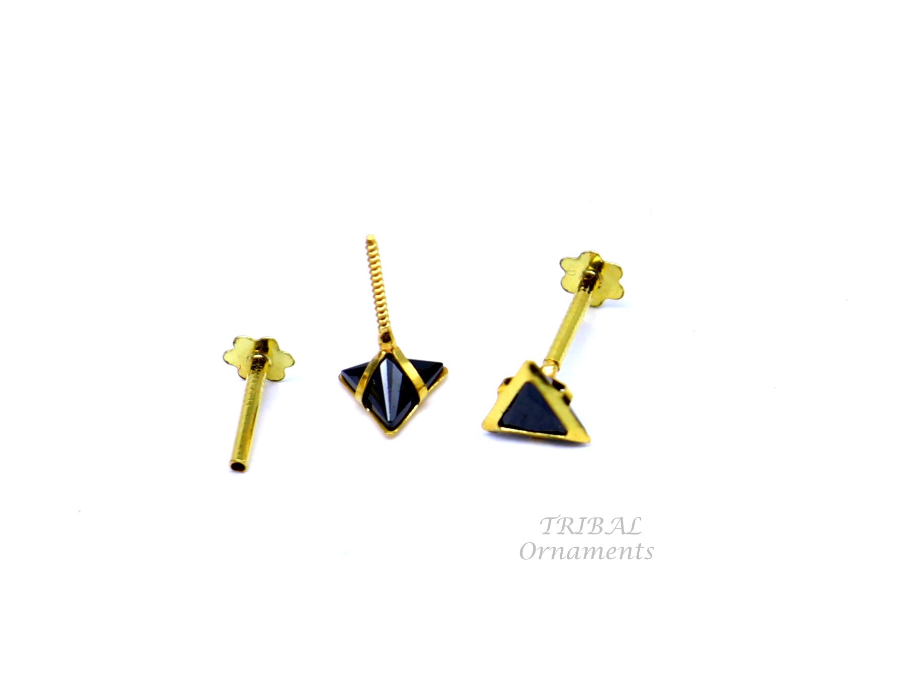 4mm 18kt Yellow Gold Handmade Single Stone Triangle Shape