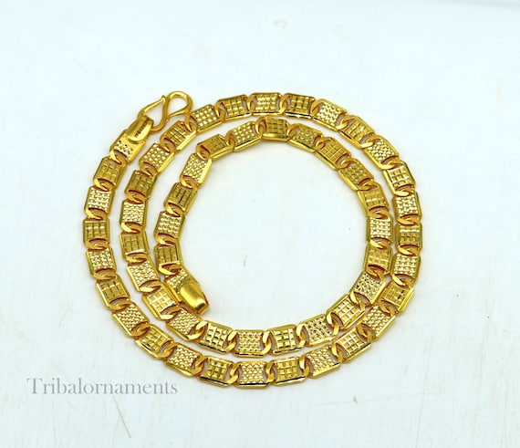 22kt Yellow Gold Royal Nawabi Baht Chain, Bar Chain, Royal Design