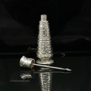 Vintage antique design 925 sterling silver sindoor box, kumkum box/ trinket box bridal jewelry collection from Rajasthan india stb205