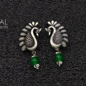 925 sterling silver handcrafted earring, stud earring, amazing peacock design drop dangle modern stylish party wear gifting earring s1287