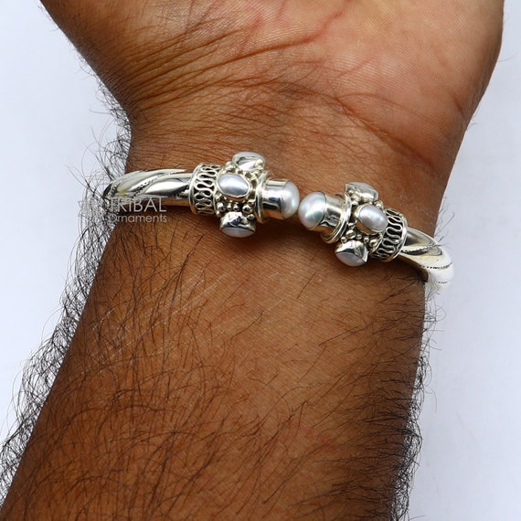 SILVER925 BIG PEARL BANGLE/シルバー/ブレスレット 925 Sterling Silver Fabulous Natural Pearl Handmade Bangle