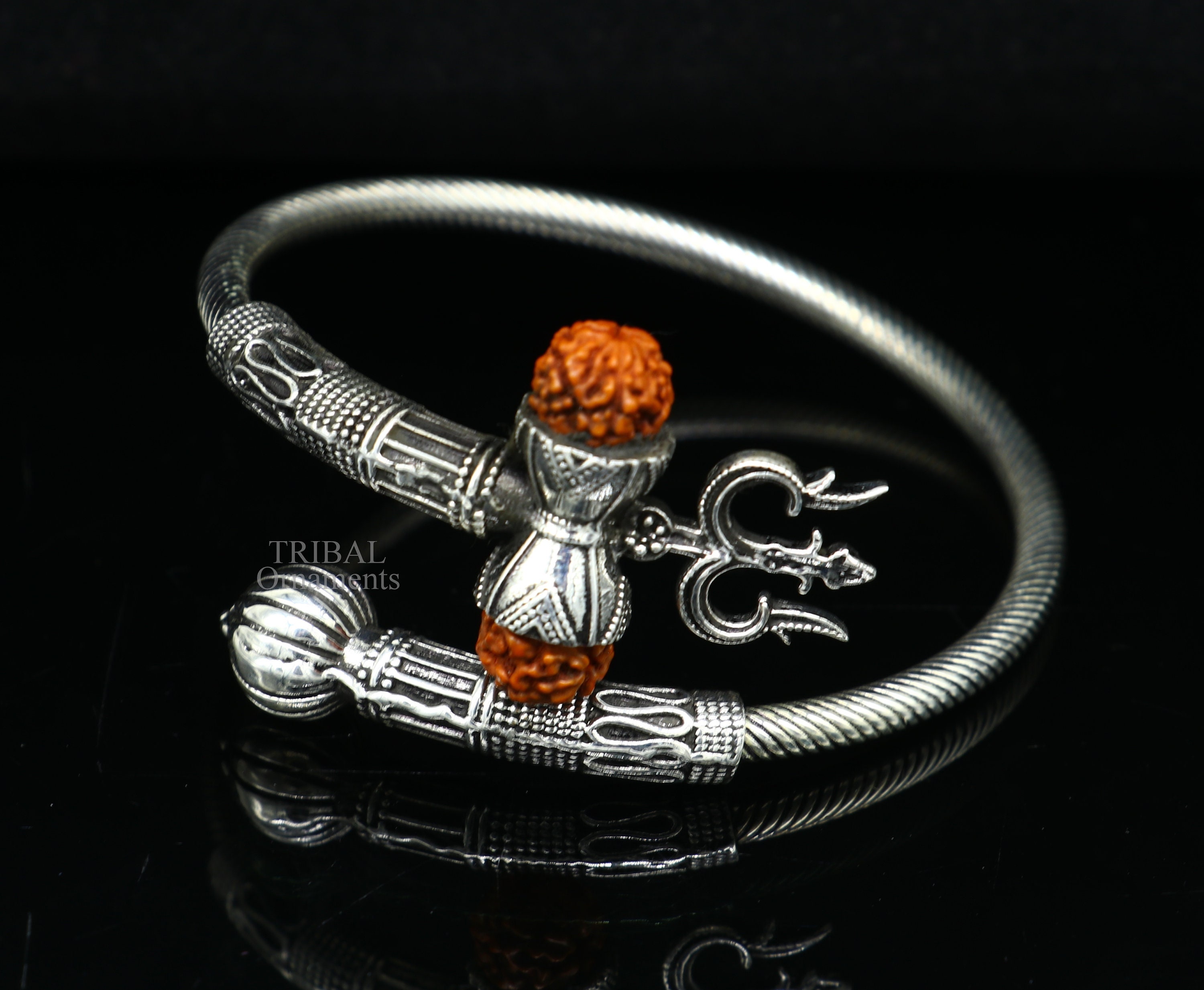 GODHEAD Trishul Damru OM Rudraksha Beads Silver Plated Mahakal Shiva  Bracelet Mahakal Shiva Charm Bracelet Prayer