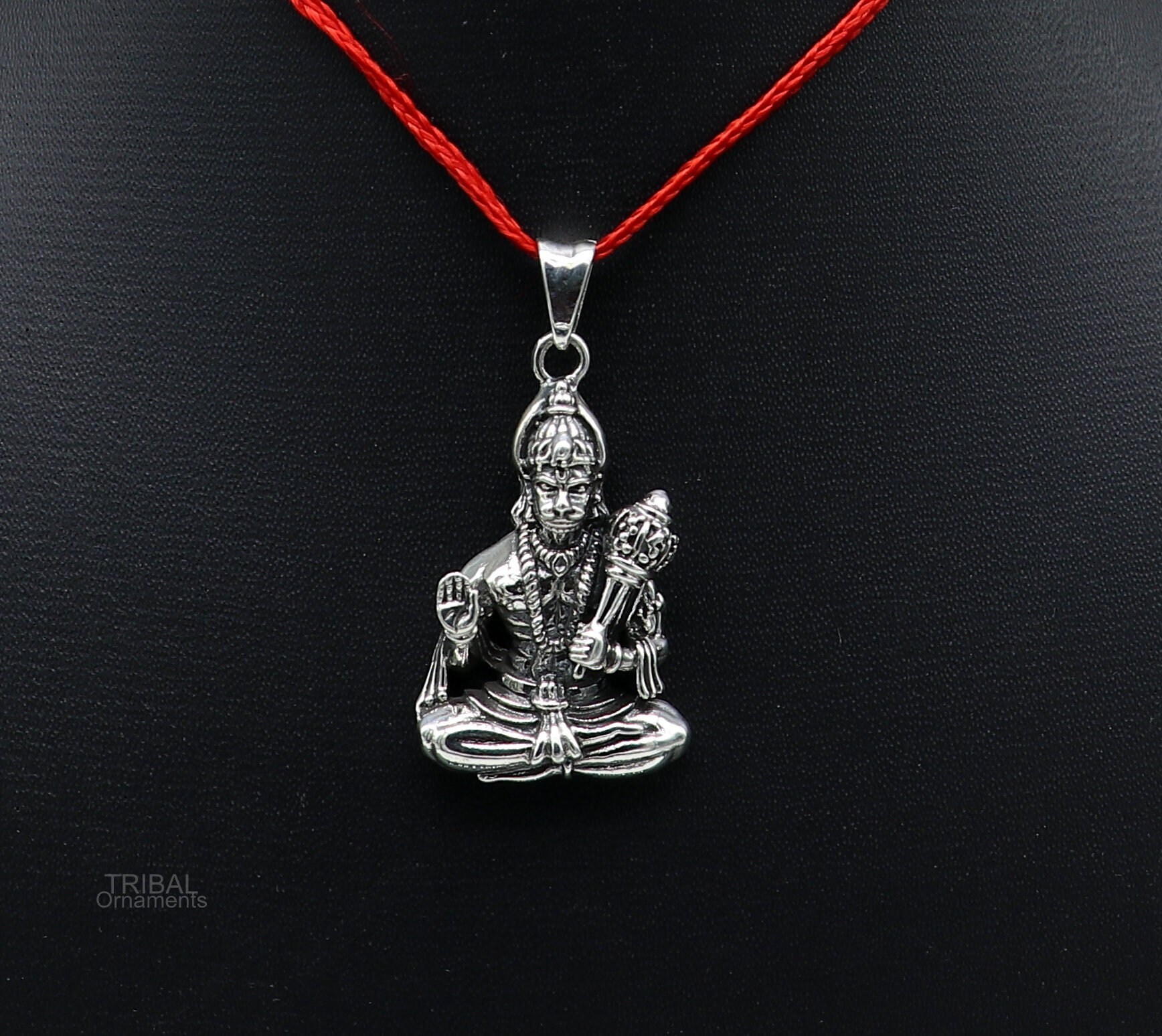 Silver chain with hanuman cheap pendant