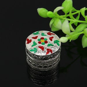 925 sterling silver trinket box, kajal box/casket box round eye liner surma box collection, container box, eyeliner box gifting art stb726