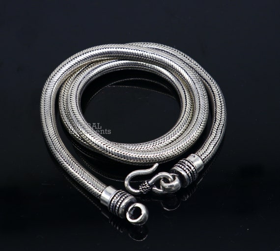 6 mm solid 925 sterling silver handmade snake cha… - image 1