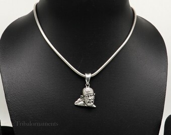 アクセサリー baba Idol Sai Baba Pendant 925 Sterling Silver Handmade Amazing Stylish