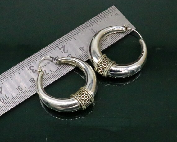 SILVER925 TRIVAL HOOP EARRINGS /シルバー/ピアス 925 Sterling Silver Fabulous Vintage Plain Design Elegant