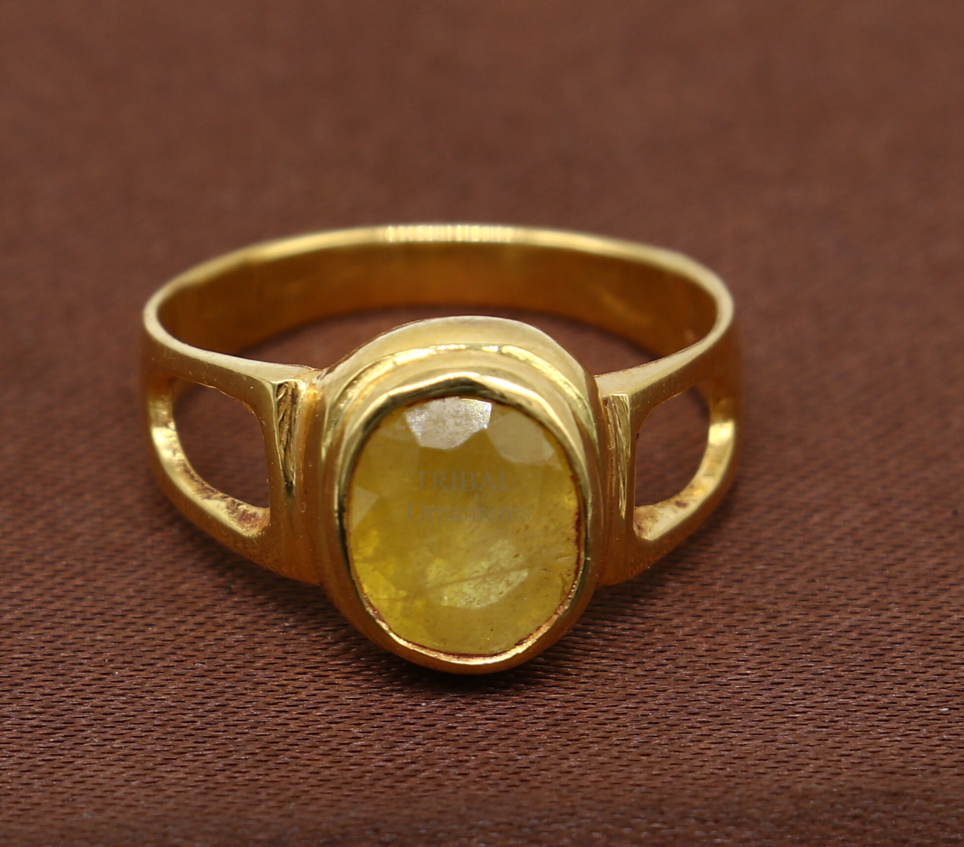 Silver And Gold Yellow Sapphire Ring | Pukhraj Ring